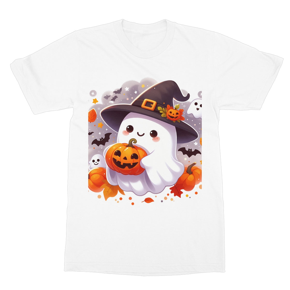 Cute ghost, pumpkin, Halloween, Softstyle T-Shirt