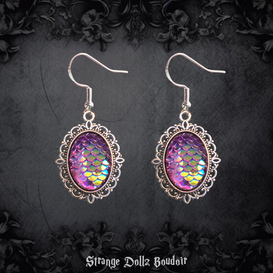 dragon scales earrings, Gothic jewellery, Strange Dollz Boudoir