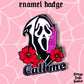 Scream Ghostface enamel pin badge, Halloween, Strange Dollz Boudoir