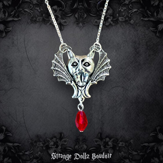 Vampire Necklace Goth Necklace Skull Necklace Crystal 