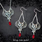 Vampire Bat gothic necklace, red crystal, Strange Dollz Boudoir