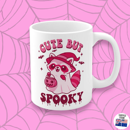 Cute but Spooky, Halloween Mug, cute Racoon