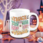 Thick Thighs and Spooky Vibes Mug, Halloween, kawaii