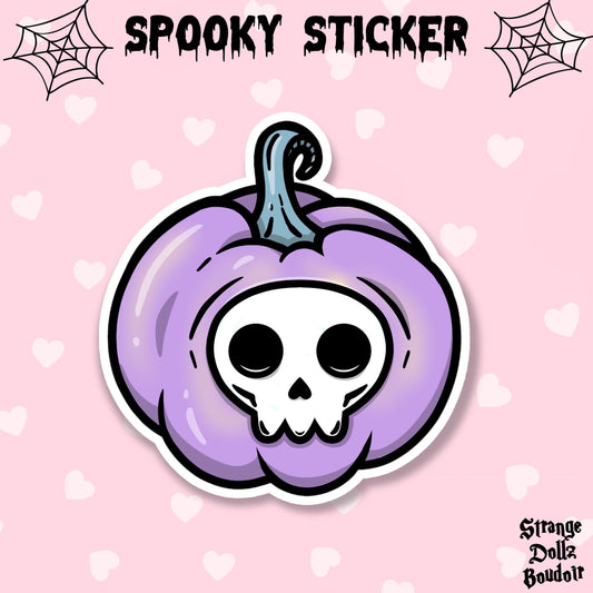 Pastel Goth Pumpkin Spooky Sticker, Gothic stationery, Halloween, Strange Dollz Boudoir