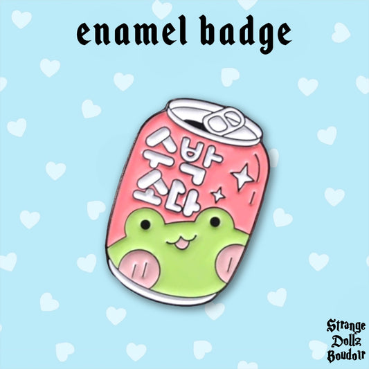 Kawaii frog badge, enamel pin badge, Strange Dollz Boudoir