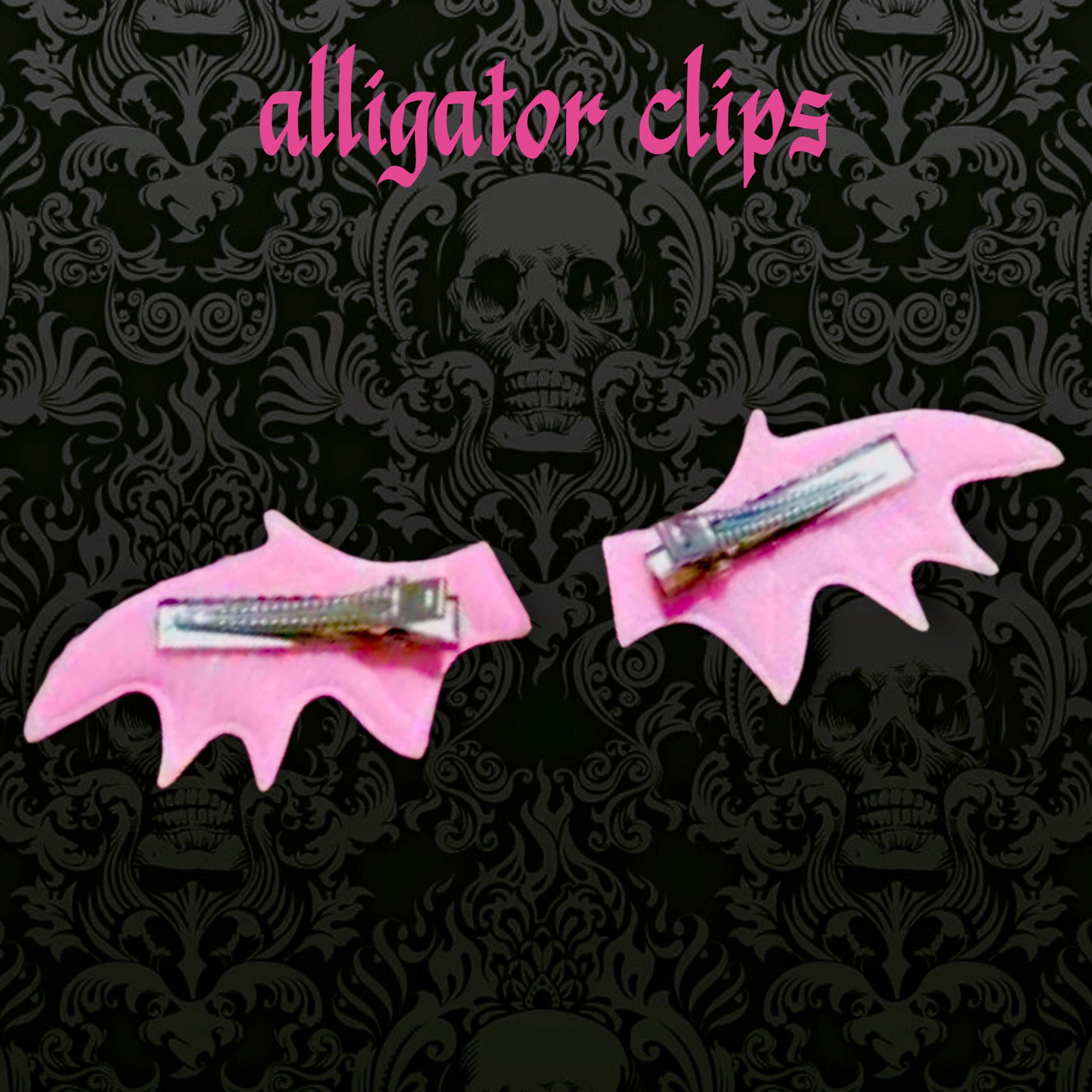 Pink Bat wings hair clips, Succubus, Demon, Gothic Cosplay Harajuku, Halloween, Strange Dollz Boudoir