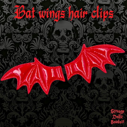 Red Bat wings hair clips, Succubus, Cosplay, Harajuku, Halloween, Strange Dollz Boudoir