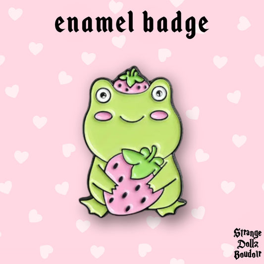 Cute frog badge, enamel pin badge, kawaii, Strange Dollz Boudoir