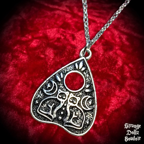 Ouija Planchette Cat Moon Necklace, Celestial Witchy Gothic, Strange Dollz Boudoir