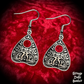 Ouija Planchette Moon Cats Earrings,  925 Sterling Silver, Witchy Gothic, Strange Dollz Boudoir